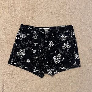 SO Black and White Floral Jean Shorts